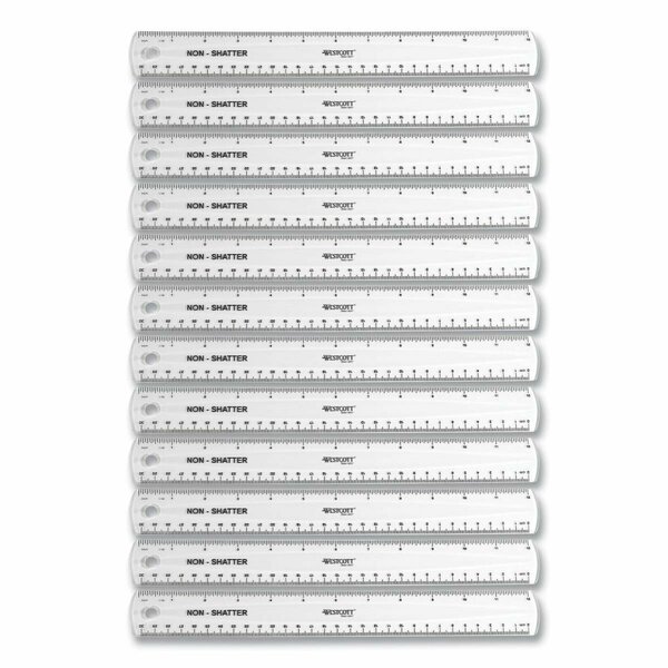 Officespace 12 in. Plastic Standard & Metric Non-Shatter Flexible Ruler, Clear, 12PK OF3761146